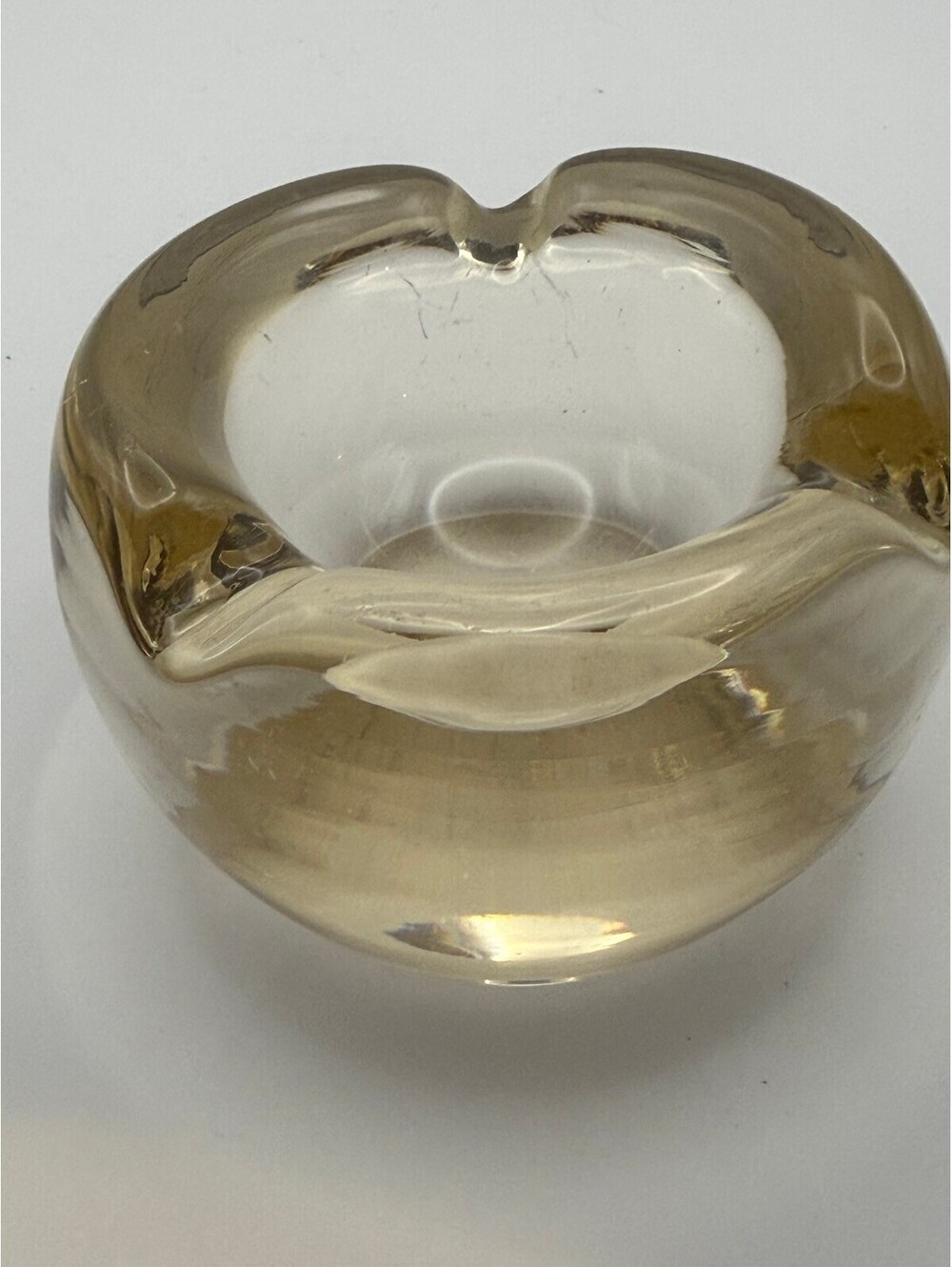 Daum France Smoky Crystal Glass Ashtray Signed Heavy Art Glass Vintage